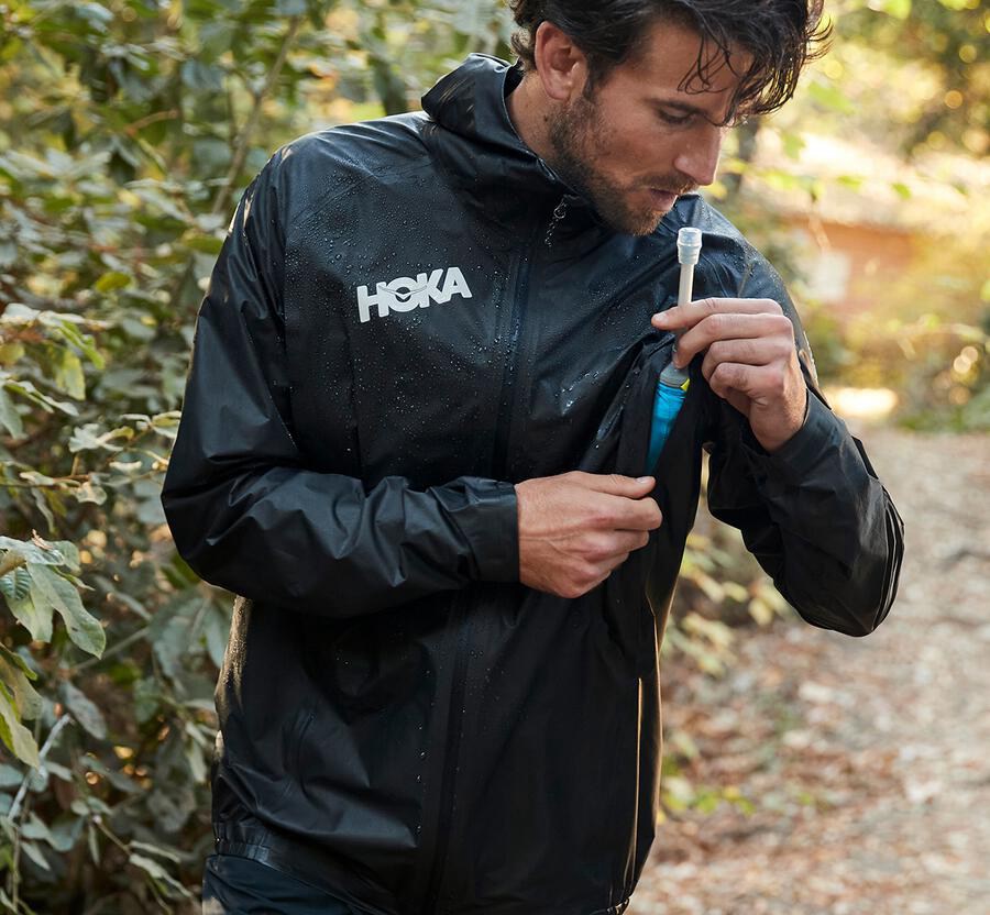 Hoka One One Mens Jackets - GORE-TEX Shakedry™ Run - Black - GJVC32589